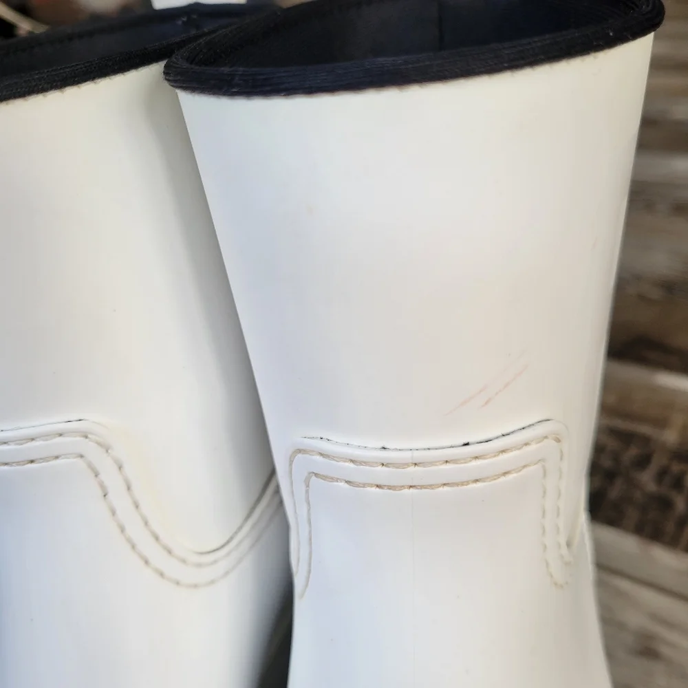 (RED) Valentino Wellington White Rain Boots Size 37